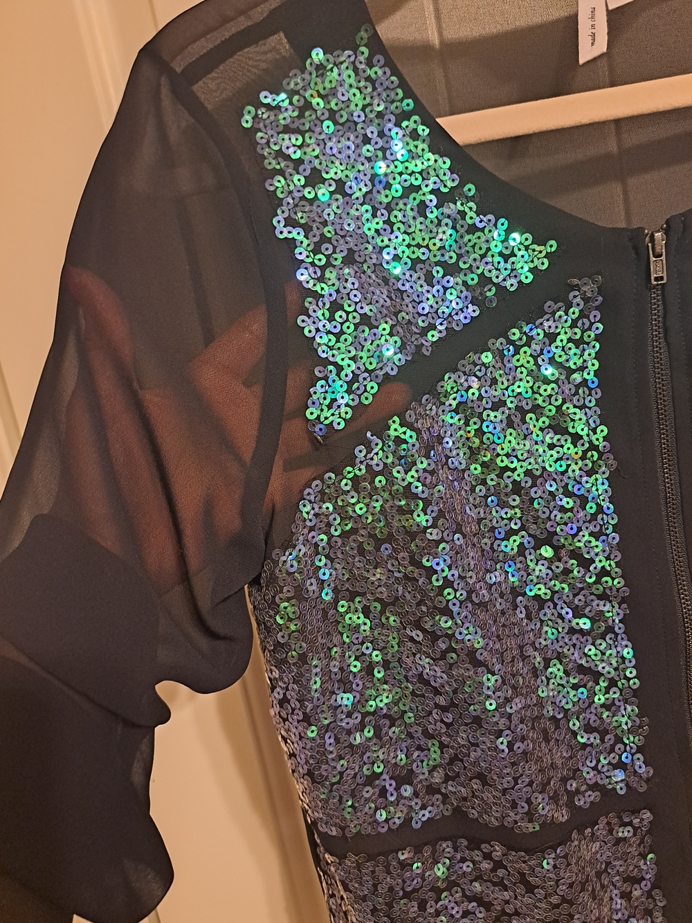 BCBGeneration Mermaid Sequin Sheer Bomber Jacket M - Picture 5 of 10
